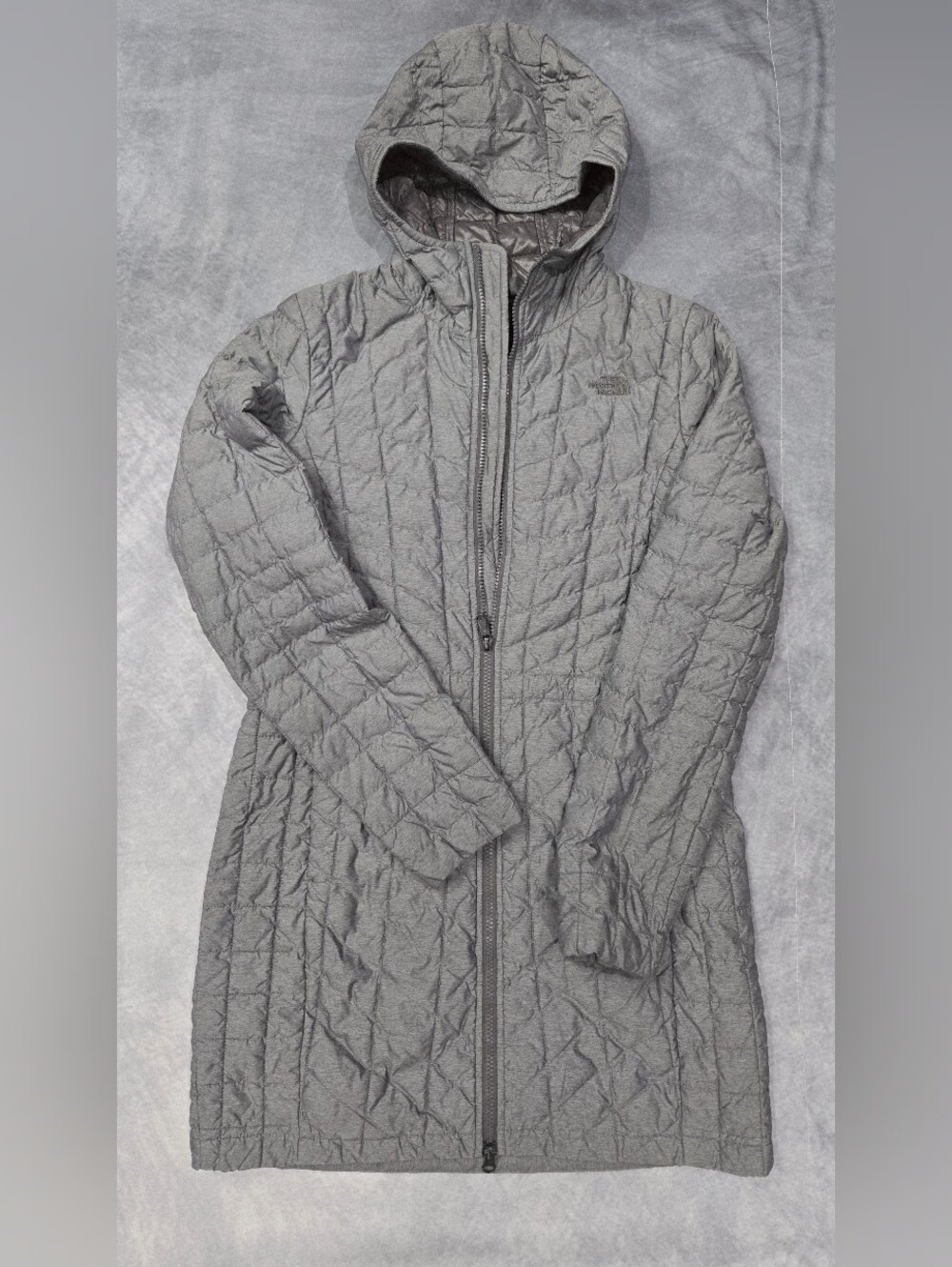 The North Face Women's ThermoBall Eco Parka in a gray colorway.